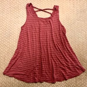 Pink Rose Tunic top striped pink medium